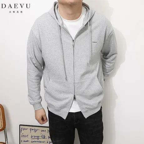 春秋新款日韩系双拉锁大号潮胖子加肥加大码男款连帽开衫卫衣外套商品大图