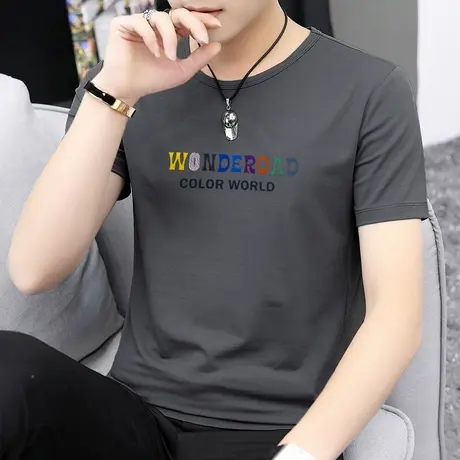 短袖t恤男装莫代尔夏季圆领打底衫2024新款衣服潮流潮牌半袖男生商品大图