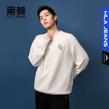 黑鲸HLAJEANS海澜之家旗下潮牌温暖加绒圆领卫衣男宽松上衣图片