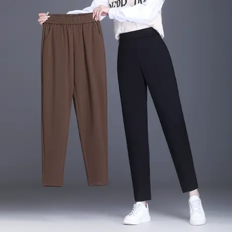 哈伦裤女2023新款秋季裤子大码高腰宽松束脚萝卜裤中年女裤妈妈裤商品大图