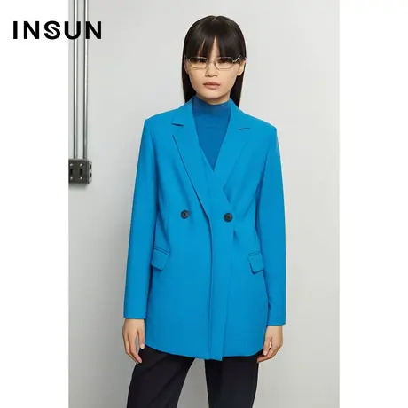INSUN恩裳冬季克莱因蓝H型职场西服外套图片