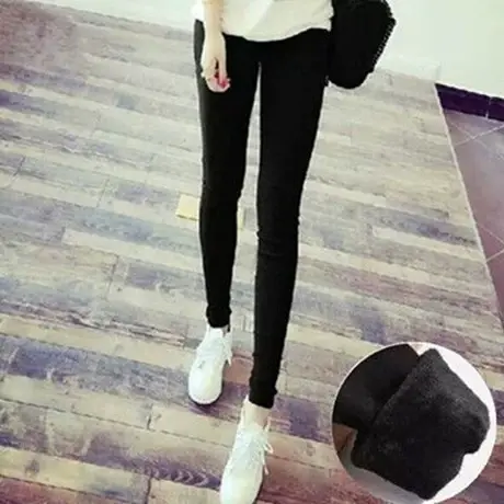 打底裤女外穿2023新款显瘦黑色紧身小脚高腰小黑裤加绒加厚秋冬季商品大图