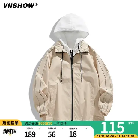 VIISHOW春秋冬复古休闲假两件工装外套男宽松衣服潮牌青少年夹克商品大图