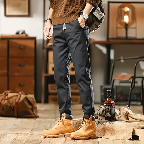 裤子男款夏季工装裤薄款裤子男夏季户外抽绳男裤休闲裤宽松男款商品大图