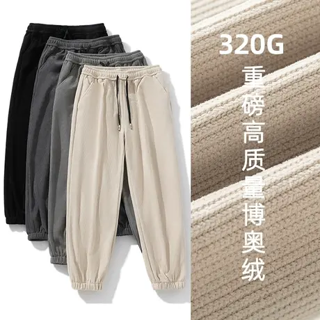日系慵懒坠感灯芯绒束脚运动裤子男生艺术生休闲裤hiphop宽松卫裤商品大图