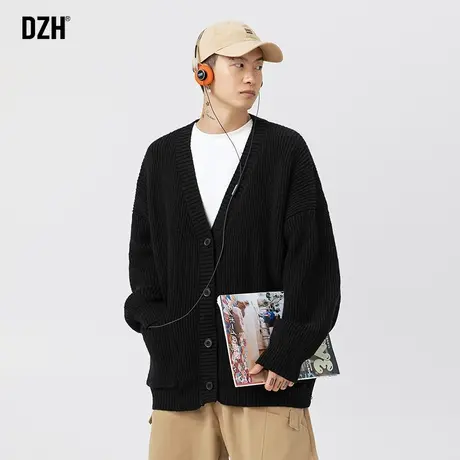 青少年黑色针织衫外套男2024新款秋季慵懒风高级感超好看毛衣开衫商品大图