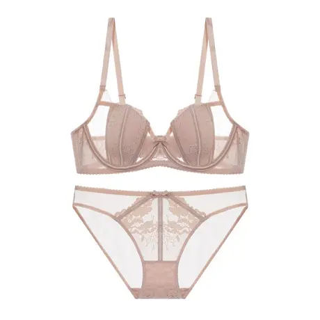 蕾丝内衣女显胸小性感胸聚拢薄款法式bra 夏文胸商品大图
