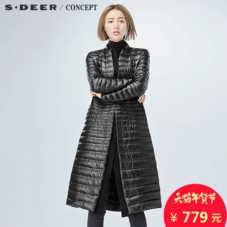 s.deer圣迪奥2018冬装女装商务休闲长款羽绒服S16482477图片