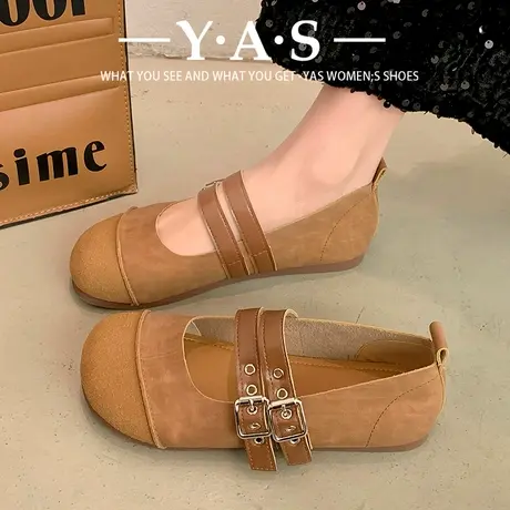 复古丑萌勃肯鞋子女2024春季新款森系文艺学生圆头浅口单鞋女平底商品大图