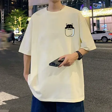 纯棉重磅短袖T恤男夏季潮牌cityboy日系半袖宽松男生oversize体恤图片
