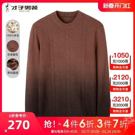 【提花渐变】才子男装纯羊毛针织衫男士2022冬季新款打底内搭毛衣图片