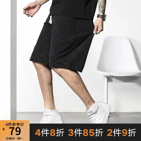 GxxH大码男装2023夏潮流百搭宽松休闲加大号薄款速干个性五分短裤商品大图
