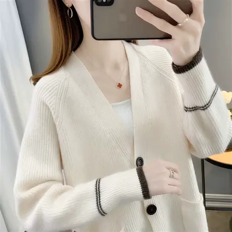 慵懒风毛衣开衫女外搭潮2022早春新款宽松显瘦百搭针织外套女春秋图片