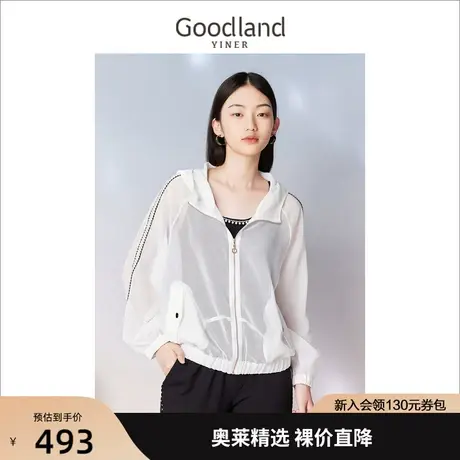 音儿美地女装2023夏新款时尚连帽透气轻薄休闲运动短外套商品大图