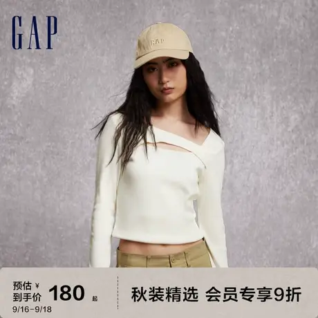 【女友T】Gap女装秋季2023新款罗纹针织修身长袖T恤798764上衣图片
