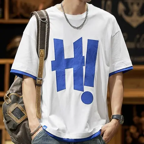 Modi Nick/摩帝尼克时尚潮流时尚百搭男士T恤宽松纯棉潮牌男款T恤商品大图