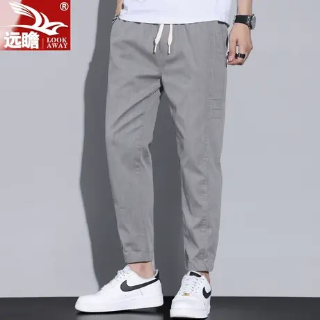 夏天冰丝裤子男士夏季薄款休闲裤潮牌宽松哈伦束脚工装运动九分裤商品大图