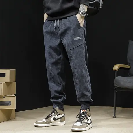 灯芯绒男裤秋季宽松大码束脚潮牌休闲裤男春秋裤子胖子加肥加大潮商品大图