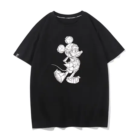 秀洛折纸印象老鼠青少年潮牌经典印象夏季纯棉短袖T恤男宽松衣服图片