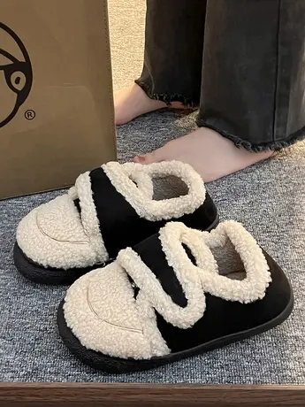 东北厚底棉鞋女秋冬加绒外穿2023新款时尚百搭魔术贴保暖毛毛鞋子商品大图