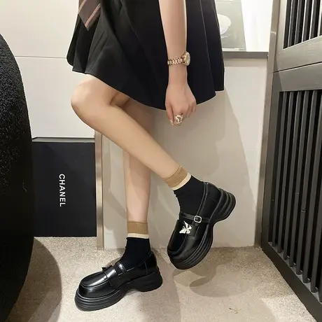 日系单鞋女2023年夏季新款春秋时尚百搭松糕厚底春秋玛丽珍小皮鞋商品大图
