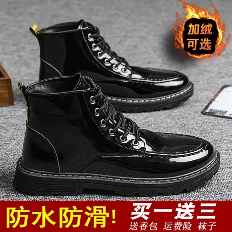 冬季加绒雨鞋男款外穿时尚钓鱼厨房防滑防水鞋工地高筒棉雨靴男士商品大图