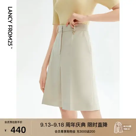朗姿高级感高腰复古直筒阔腿五分休闲裤短裤女2023年夏季新款裤子商品大图