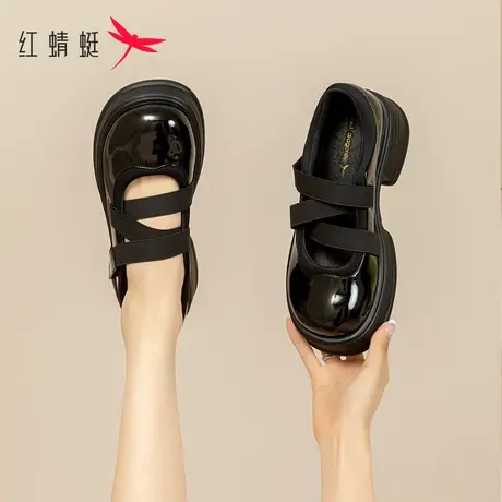 红蜻蜓女鞋厚底日系小皮鞋女春款2023新款法式jk鞋玛丽珍松糕单鞋图片
