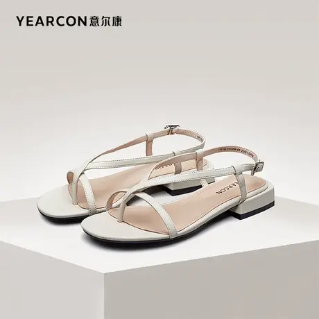 意尔康女鞋官方旗舰店凉鞋女夏季时尚休闲气质平底绑带断码图片