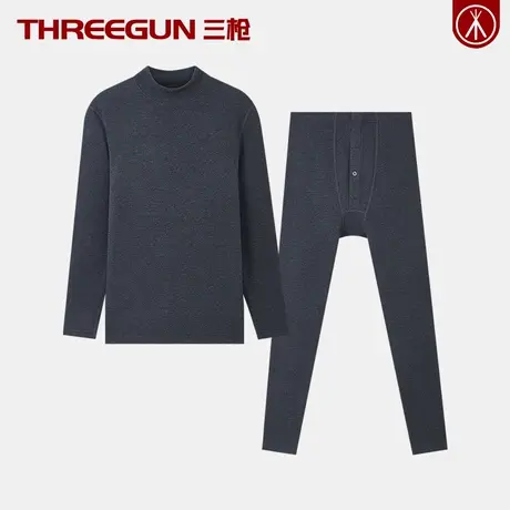 三枪羊毛蚕丝男士加绒加厚保暖内衣套装男半高领冬季护肩护膝贴片图片