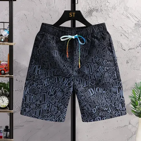 沙滩裤男士夏季潮流冰丝男款薄款直筒运动裤五分大裤衩外穿花短裤商品大图