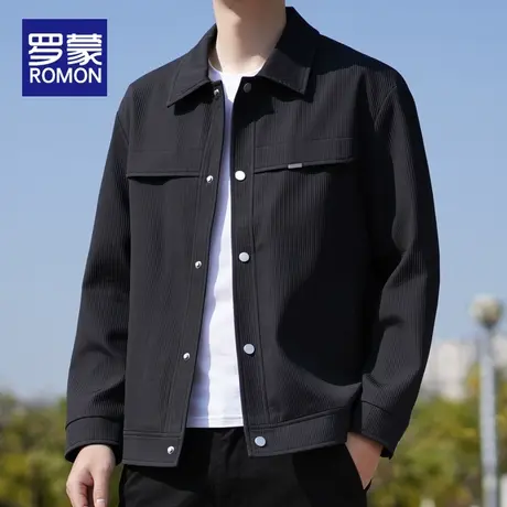 罗蒙春秋季夹克男2024新款痞帅潮牌高级感翻领春装上衣服男士外套商品大图