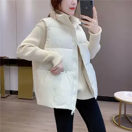 羽绒棉马甲外套女2023秋冬新款韩版宽松轻薄马夹坎肩背心短款上衣商品大图