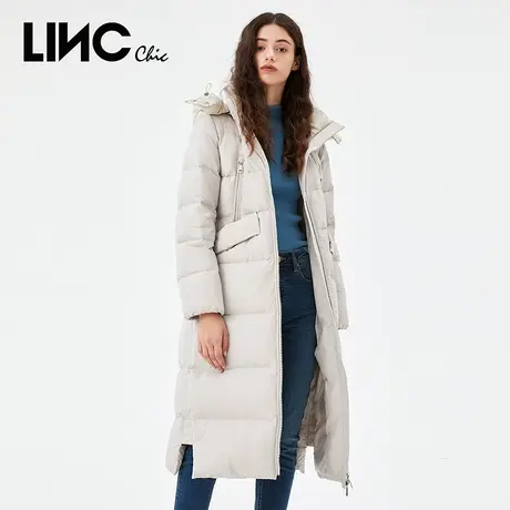 LINC金羽杰羽绒服女2023秋冬新款长款加厚连帽反季专柜断码羽绒服商品大图