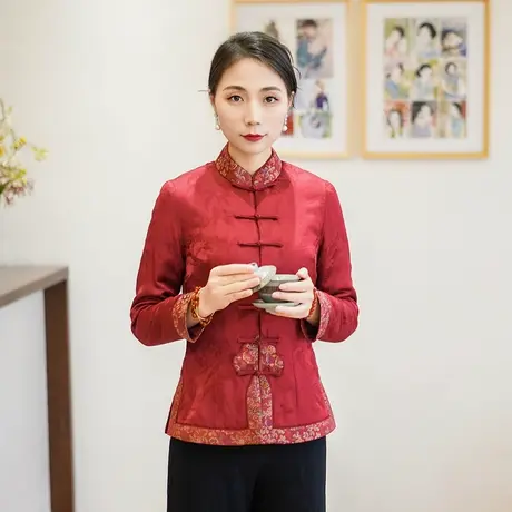 筠雅冬季新款加厚保暖复古唐装女上衣旗袍棉衣棉服中式女装24R810商品大图
