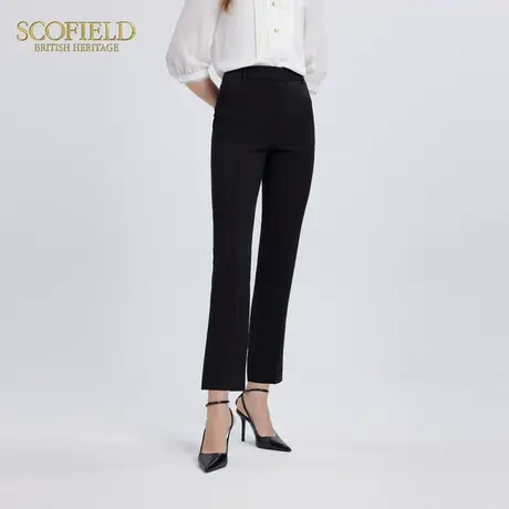 Scofield女装率性通勤直筒裤高腰微喇黑色西装裤秋季裤子图片