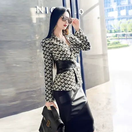 VJE早秋高级感撞色女装西装外套新款时尚气质干练小西服上衣图片