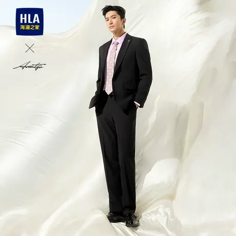 HLA/海澜之家轻商务时尚仿毛正装西服套装25春夏新两件套装礼服男图片