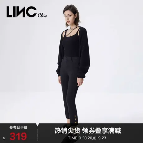 LINCCHIC金羽杰牛仔裤轻奢感微弹直筒九分牛仔裤女春秋S221JE336商品大图