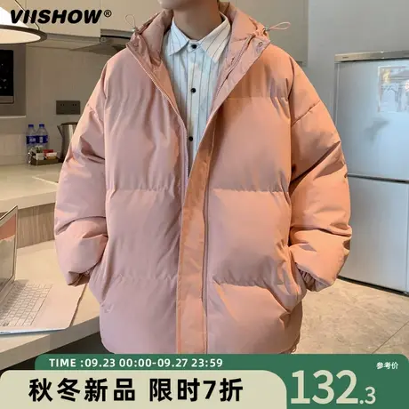 VIISHOW加绒棉衣男生冬季2023年新款潮宽松加厚连帽面包棉服外套商品大图