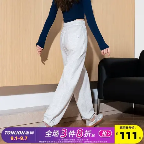 唐狮2025秋冬季新款女休闲裤加绒加厚宽松束脚卫裤显瘦黑色运动裤商品大图