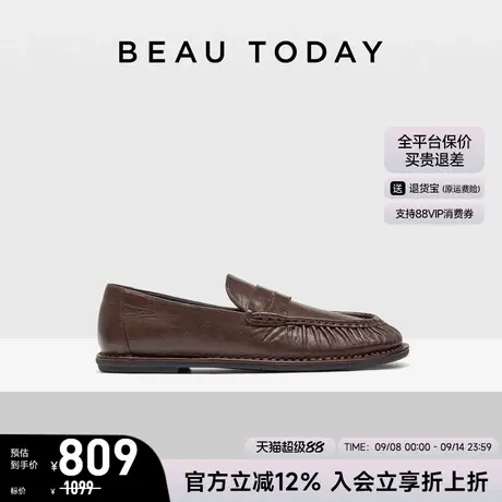 BeauToday真皮乐福鞋女2025新款秋季复古小皮鞋女BT羊皮平底单鞋图片