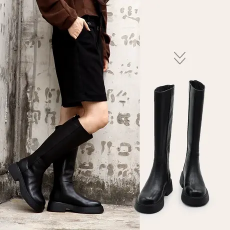 Artmu阿木经典百搭靴子 女长靴2023新款长筒靴女真皮骑士靴高筒靴商品大图