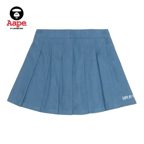 Aape旗舰店女装春夏字母纯色刺绣松紧学院风百褶短裙6866XAI商品大图