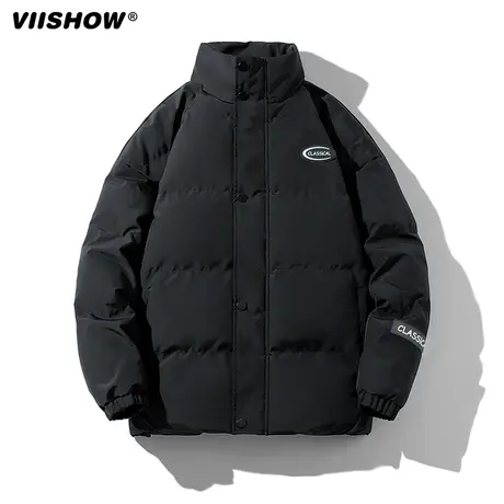 VIISHOW冬季新款棉衣男加厚保暖潮ins外套男士字母拼接潮流宽松棉商品大图