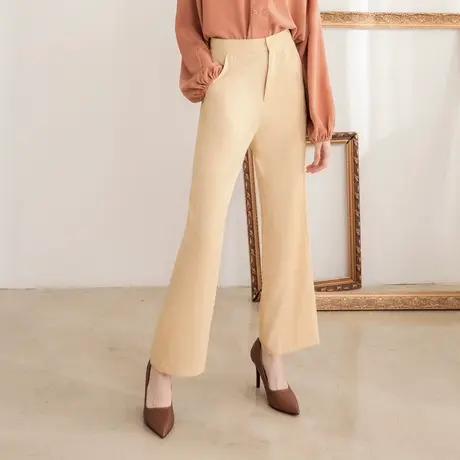 桔熊春秋季通勤OL风西装裤子女装纯色舒适直筒裤胖妹妹大码BA6400商品大图