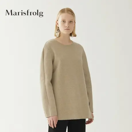 【言选好物】玛丝菲尔女装圆领开叉羊毛呢卫衣商品大图