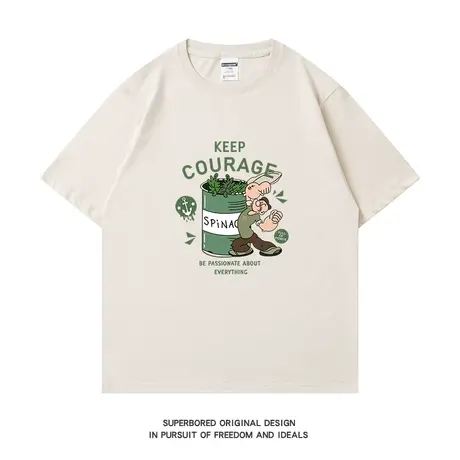 美式趣味卡通印花短袖T恤男夏季学生青少年纯棉宽松休闲半袖体恤商品大图