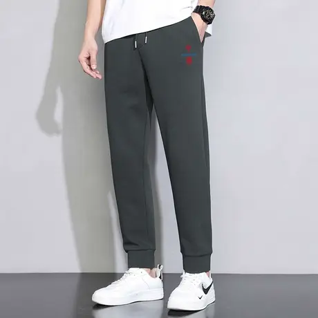 休闲长裤子男春夏季灰色运动裤中国潮流修身抽绳小脚束脚九分卫裤商品大图