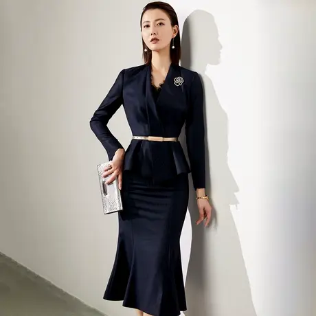 颈袖添香职业套装女西装裙修身气质时尚名媛长袖包臀高级正式商务图片